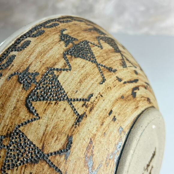 Andrea Winters Art Pottery Bowl 9.5" Folk Art Native American Pottery - Picture 12 of 15